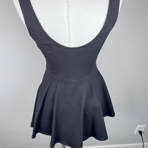 SOLD ON THRED UP - Lulu's Romper/Dress (hidden shorts) Black Deep-V Circle Skirt - Picture 12 of 16